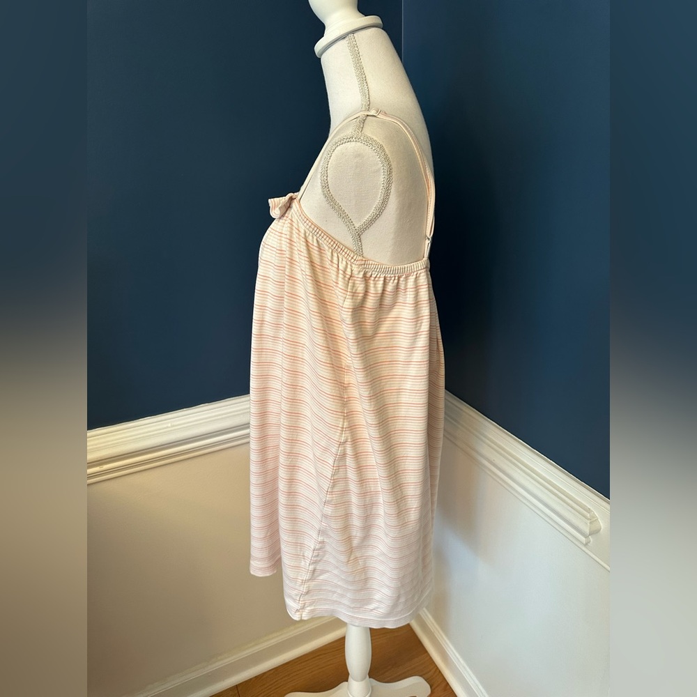 Lake Pajamas CloudPima Ruffle Nightgown Pink Stripe - Picture 5 of 8